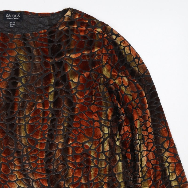 Saloos Women's Multicoloured UK 20 Burnout Velvet 3/4 Sleeve Blouse