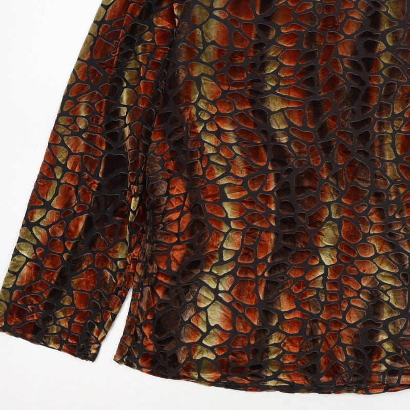 Saloos Women's Multicoloured UK 20 Burnout Velvet 3/4 Sleeve Blouse