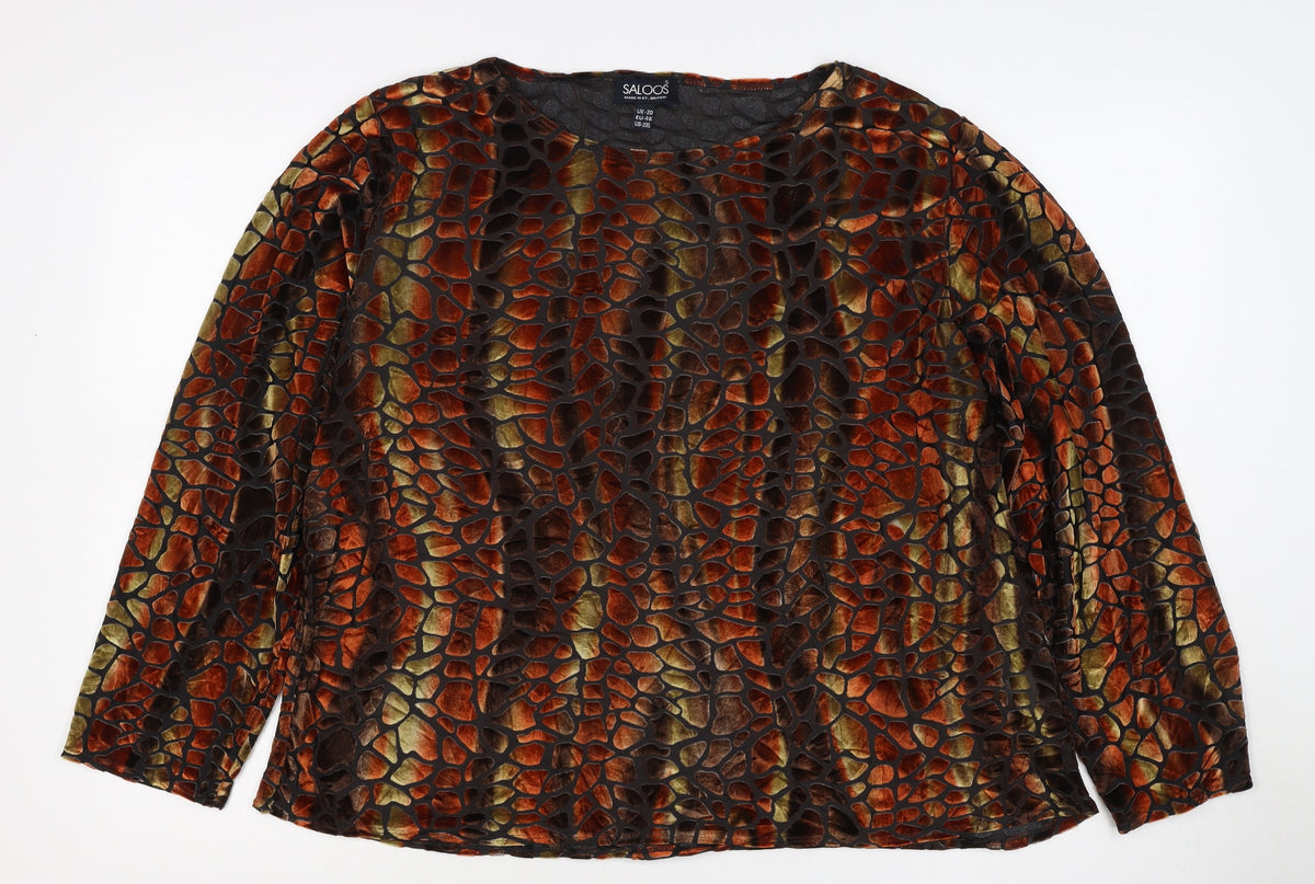 Saloos Women's Multicoloured UK 20 Burnout Velvet 3/4 Sleeve Blouse