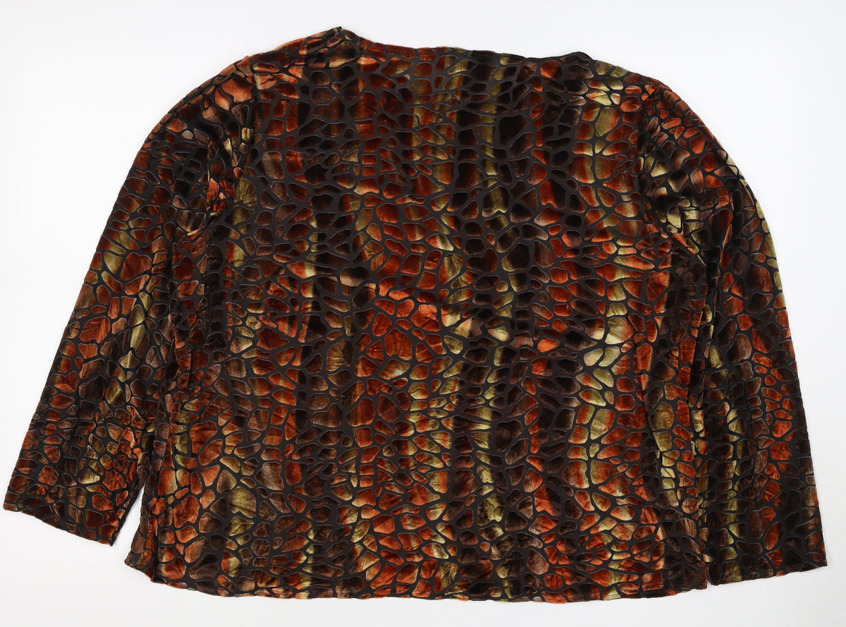 Saloos Women's Multicoloured UK 20 Burnout Velvet 3/4 Sleeve Blouse