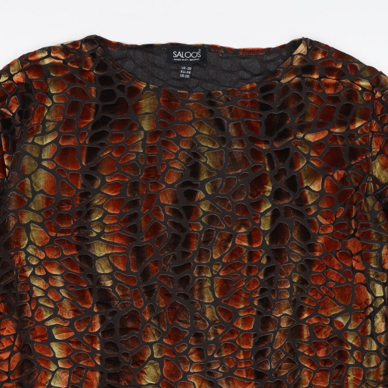 Saloos Women's Multicoloured UK 20 Burnout Velvet 3/4 Sleeve Blouse