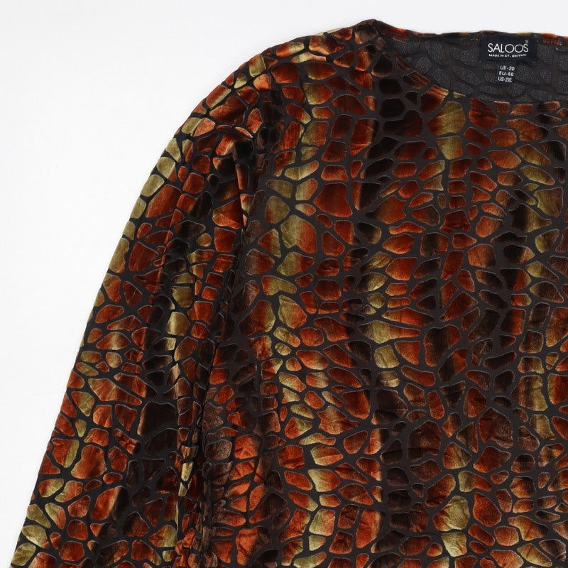 Saloos Women's Multicoloured UK 20 Burnout Velvet 3/4 Sleeve Blouse