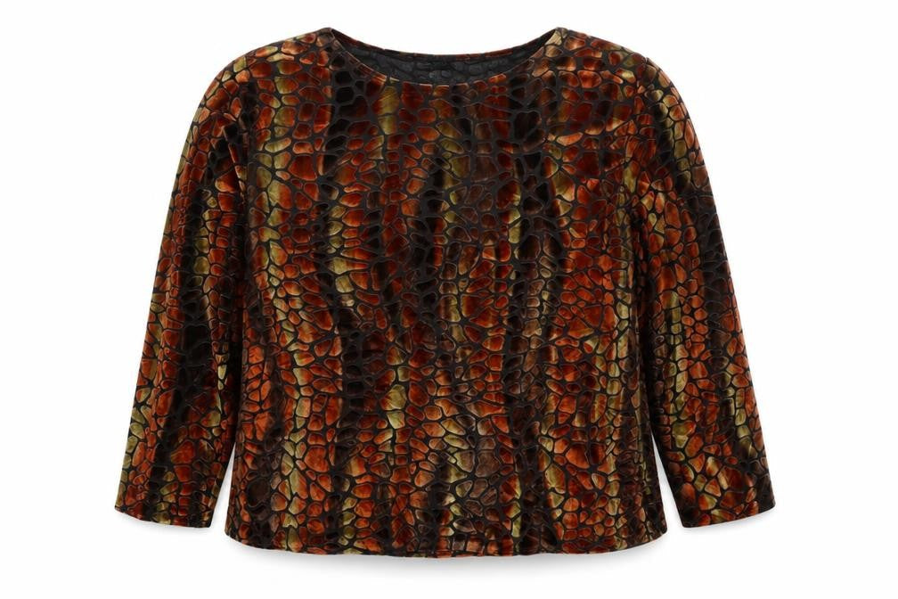 Saloos Women's Multicoloured UK 20 Burnout Velvet 3/4 Sleeve Blouse