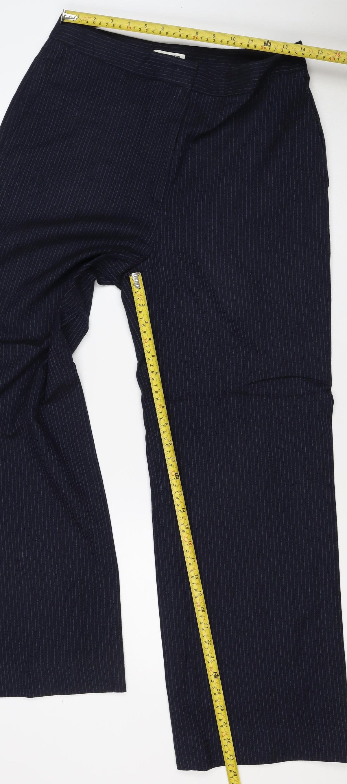 Jaeger Women’s Blue Pinstripe Straight Leg Dress Trousers UK 12