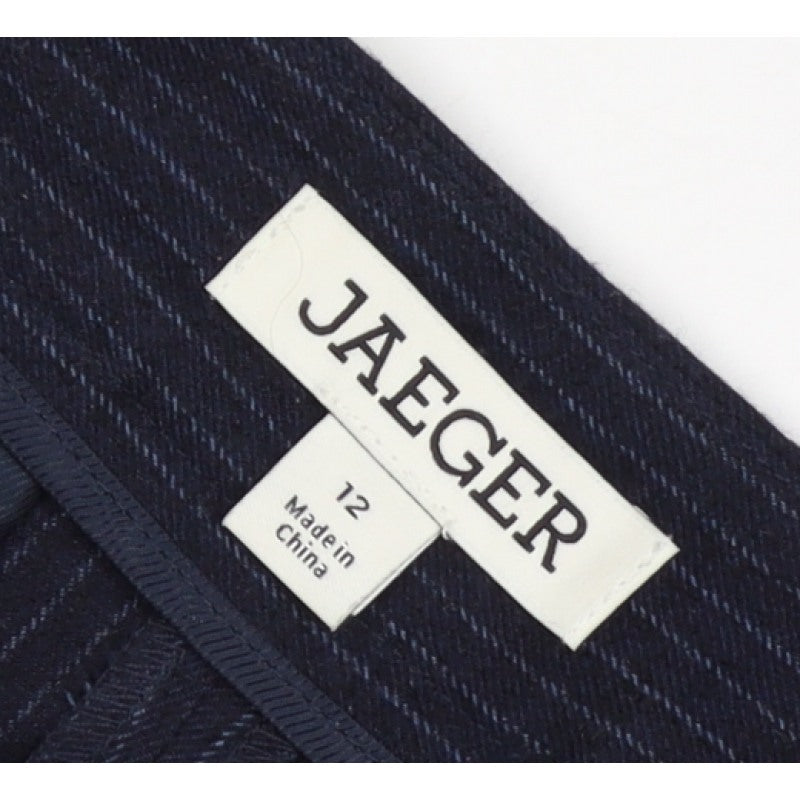 Jaeger Women’s Blue Pinstripe Straight Leg Dress Trousers UK 12