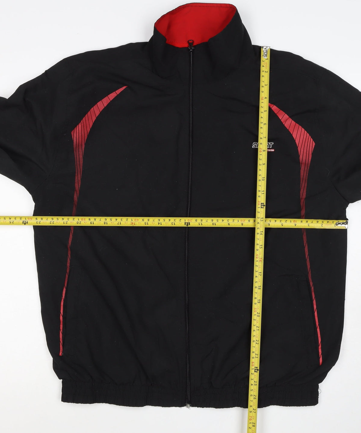 Allsportmen Men’s Black Red L Sport Hitech Full Zip Windbreaker Jacket