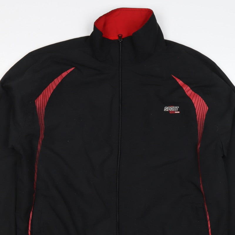 Allsportmen Men’s Black Red L Sport Hitech Full Zip Windbreaker Jacket