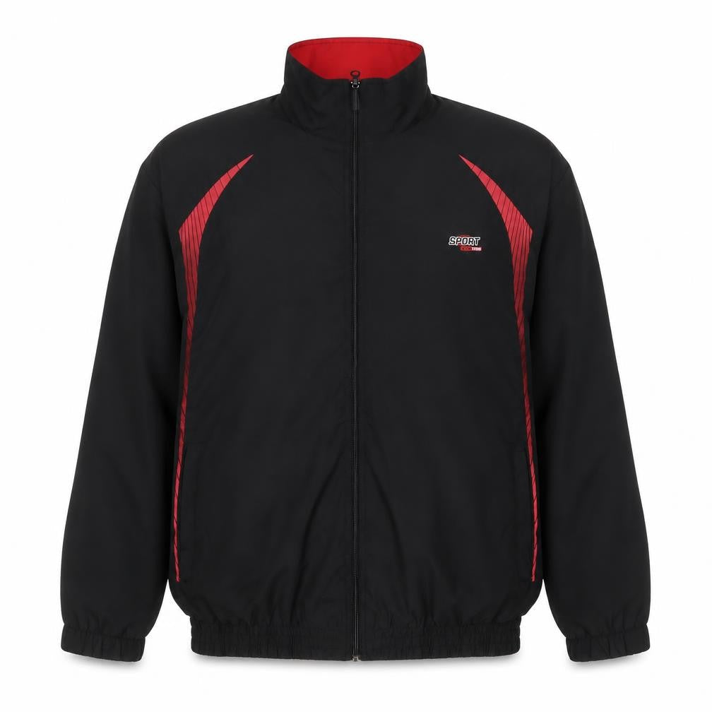 Allsportmen Men’s Black Red L Sport Hitech Full Zip Windbreaker Jacket