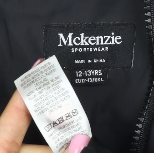 McKenzie Girls Black 12-13 Years Hooded Puffer Jacket Zip Winter