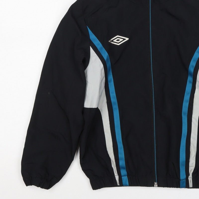 Umbro Boys Black Blue 8-9 Years Hooded Full Zip Track Jacket