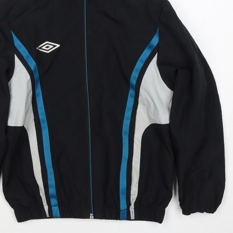 Umbro Boys Black Blue 8-9 Years Hooded Full Zip Track Jacket