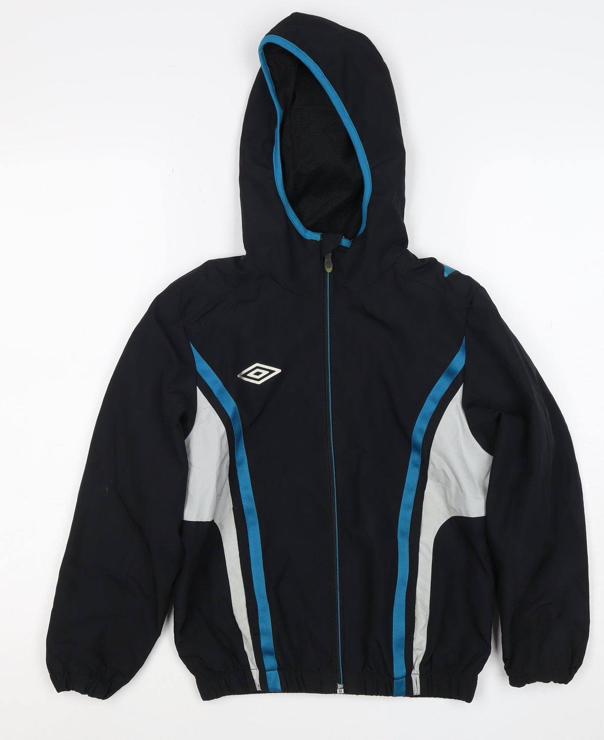 Umbro Boys Black Blue 8-9 Years Hooded Full Zip Track Jacket