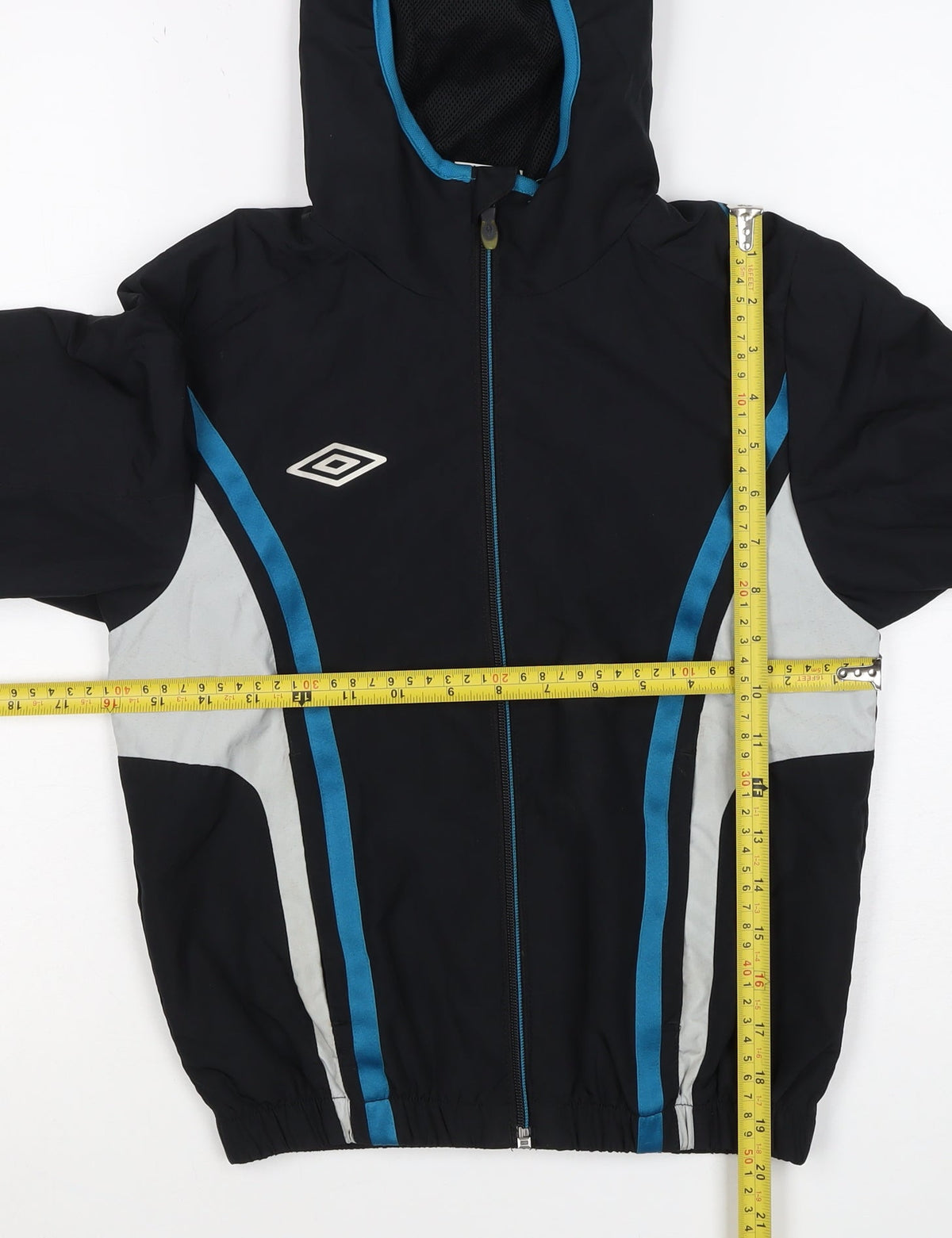Umbro Boys Black Blue 8-9 Years Hooded Full Zip Track Jacket