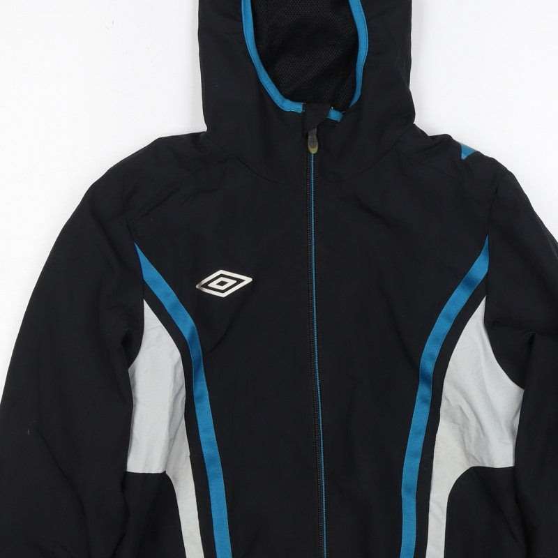 Umbro Boys Black Blue 8-9 Years Hooded Full Zip Track Jacket
