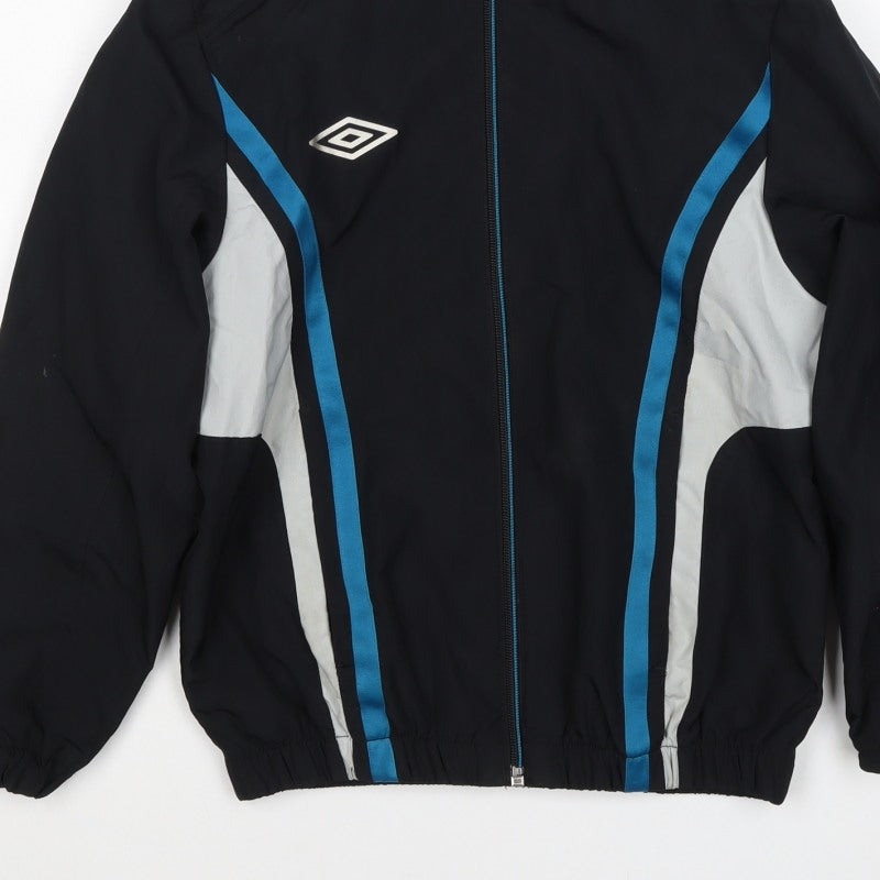 Umbro Boys Black Blue 8-9 Years Hooded Full Zip Track Jacket