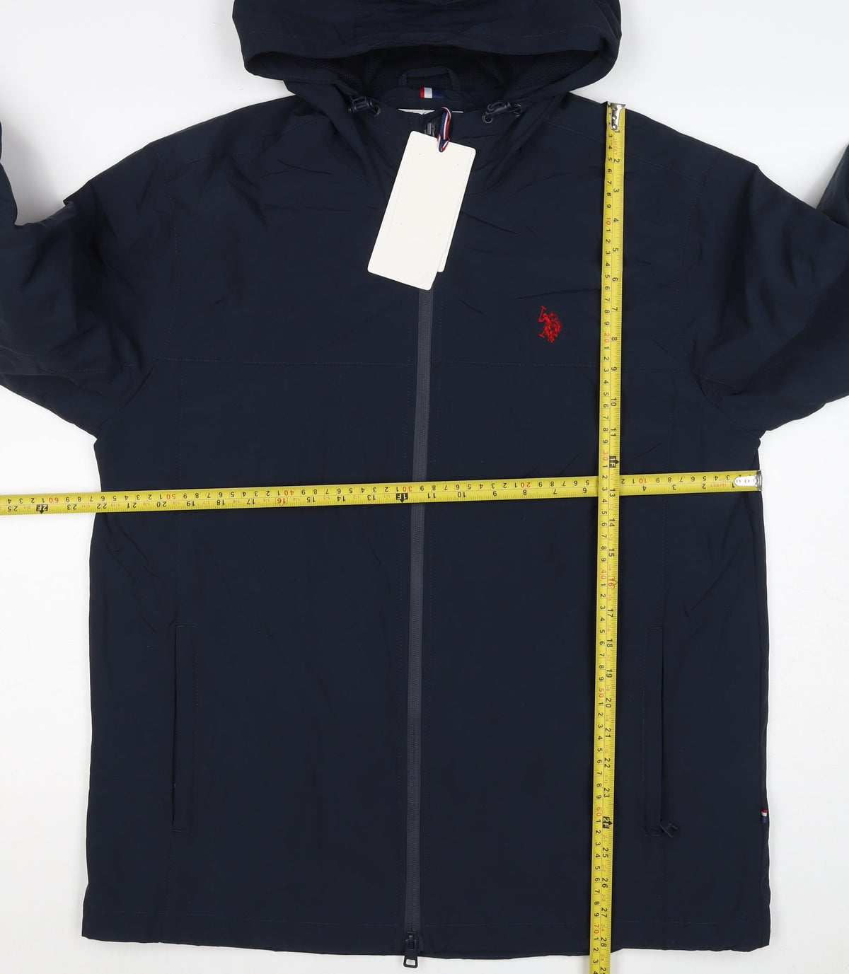 U.S. Polo Assn. Men's Blue L Hooded Full Zip Windbreaker Jacket