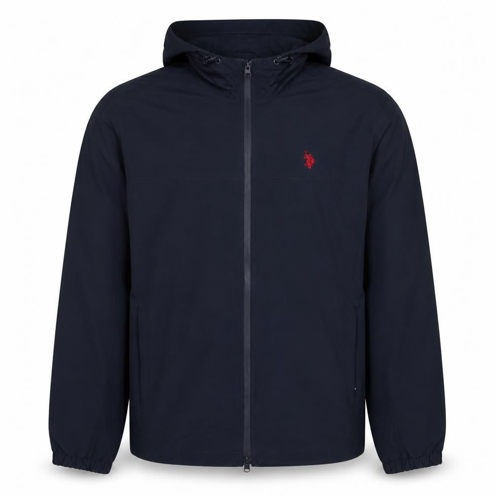 U.S. Polo Assn. Men's Blue L Hooded Full Zip Windbreaker Jacket