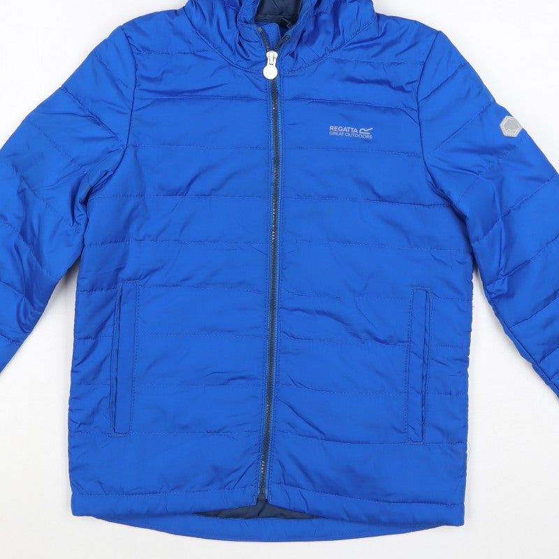 Regatta Boys Blue 9-10 Years Hooded Puffer Jacket Quilted Winter Coat