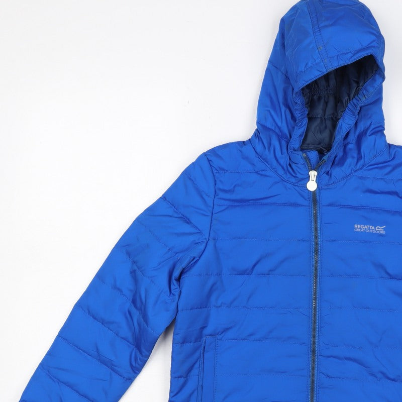 Regatta Boys Blue 9-10 Years Hooded Puffer Jacket Quilted Winter Coat