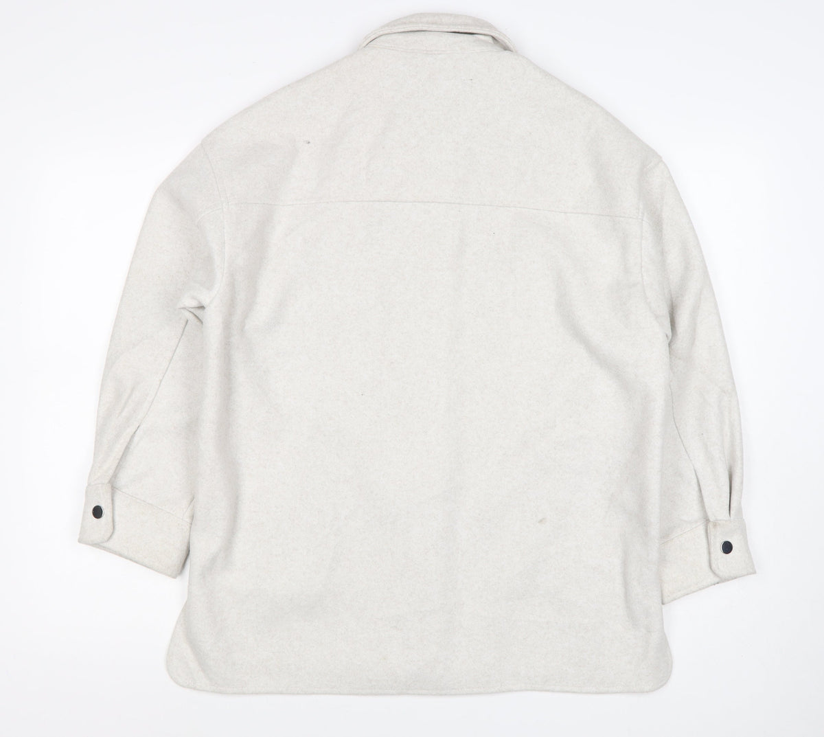 Zara Women Ivory S Fleece Shacket Snap Button Pocket Jacket