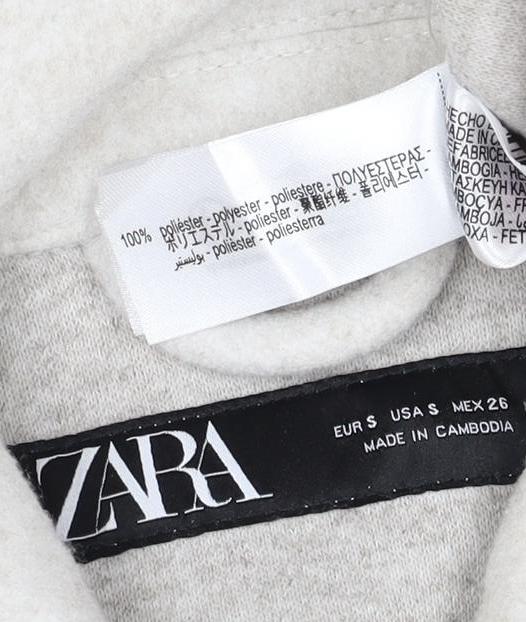 Zara Women Ivory S Fleece Shacket Snap Button Pocket Jacket