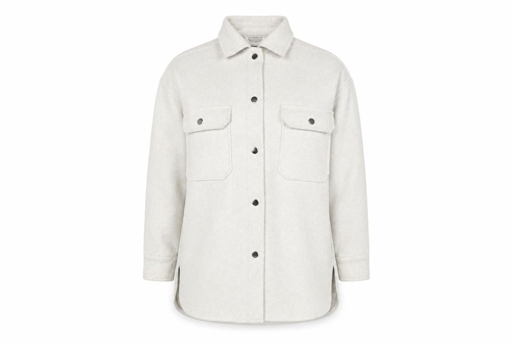 Zara Women Ivory S Fleece Shacket Snap Button Pocket Jacket