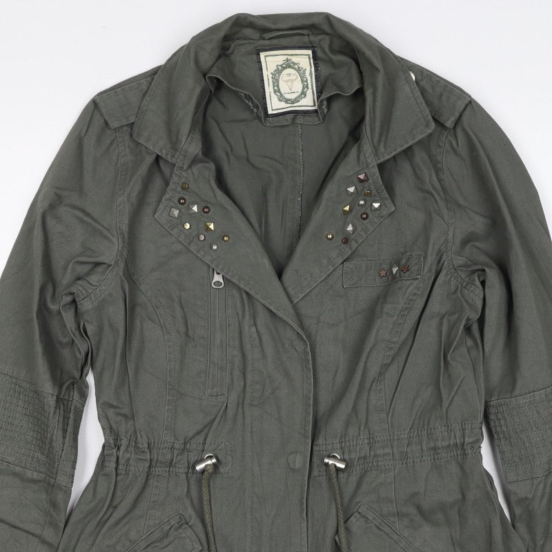 New Look Women’s Green UK 10 Military Cotton Studded Jacket