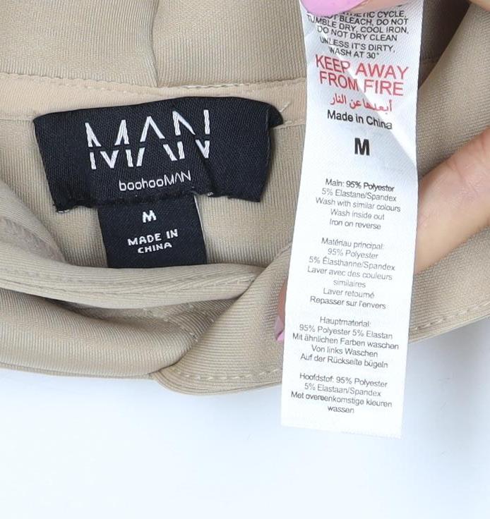 Manière De Voir Men’s Beige M Pullover Hooded Stretch Hoodie