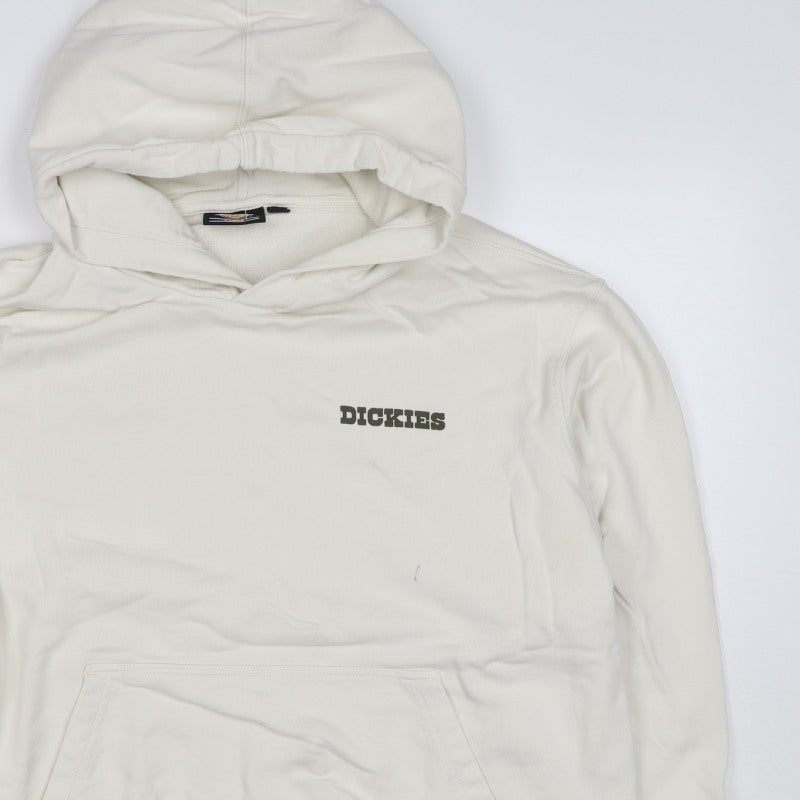 Dickies Men's Ivory L Pullover Hoodie Graphic Mountain Logo