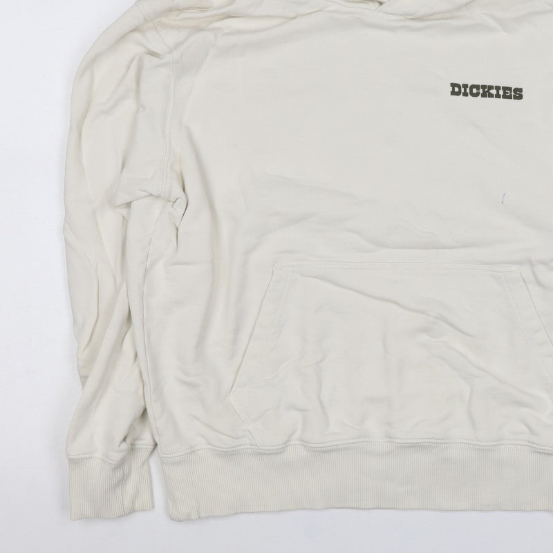 Dickies Men's Ivory L Pullover Hoodie Graphic Mountain Logo