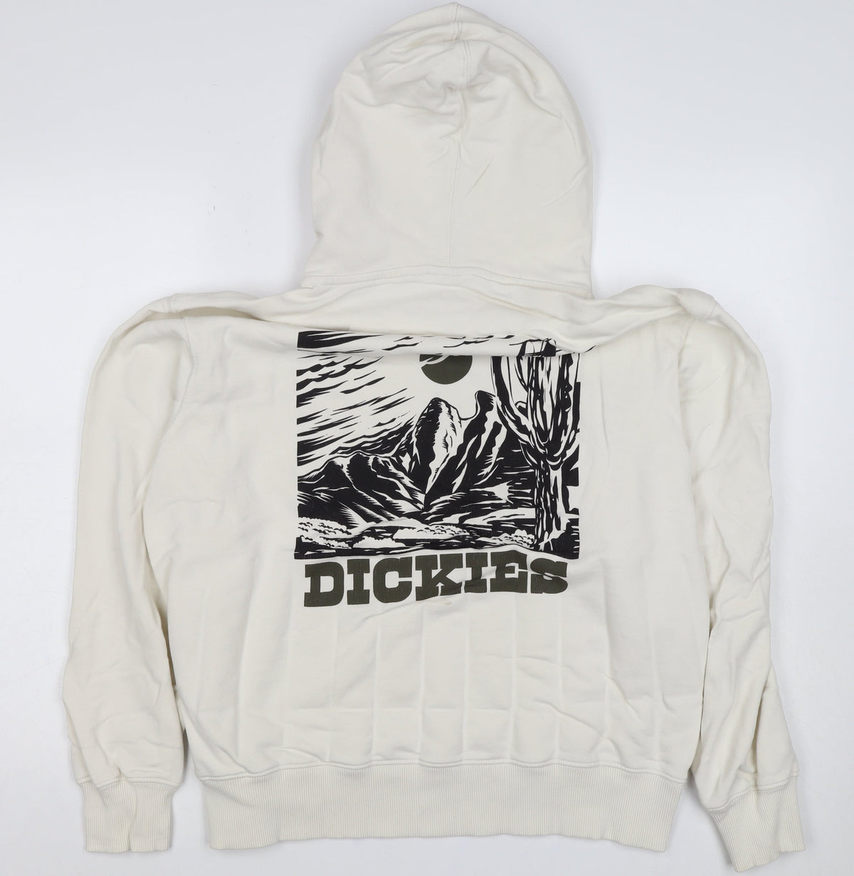 Dickies Men's Ivory L Pullover Hoodie Graphic Mountain Logo