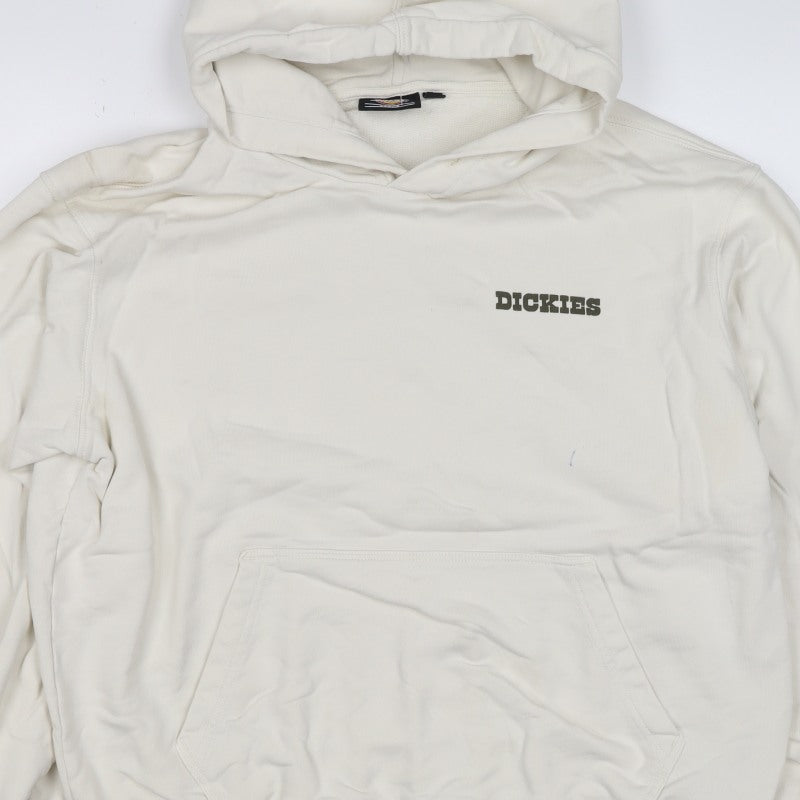 Dickies Men's Ivory L Pullover Hoodie Graphic Mountain Logo