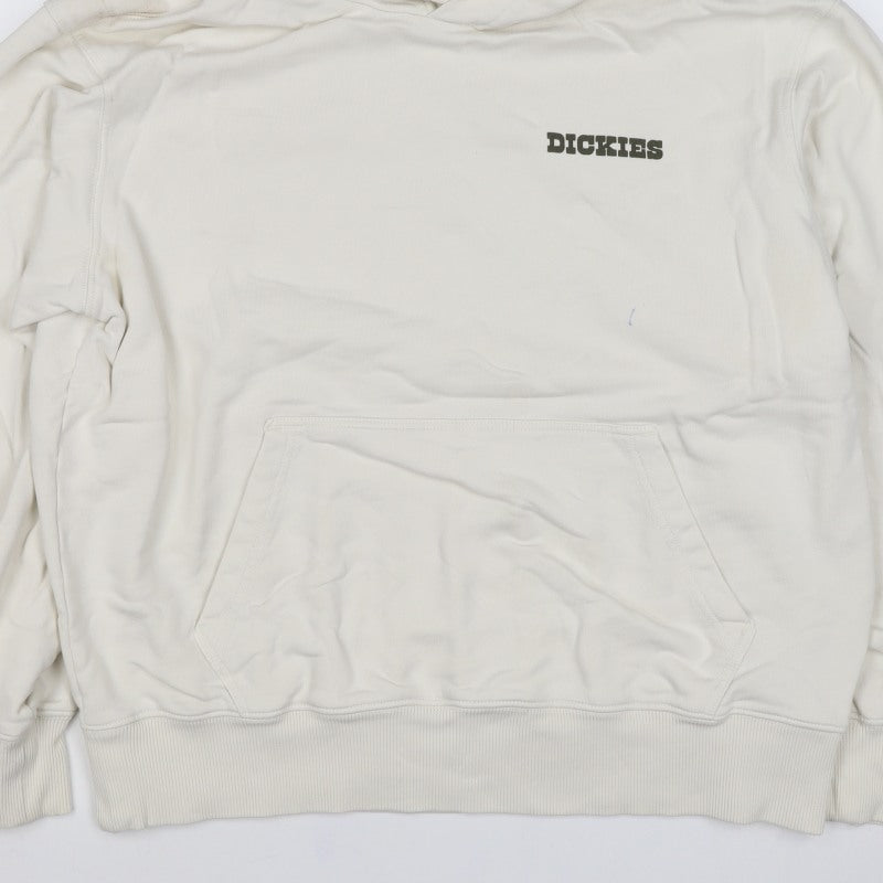 Dickies Men's Ivory L Pullover Hoodie Graphic Mountain Logo
