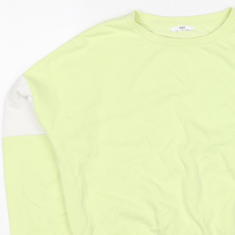 M&S Girls Green White Colourblock Pullover Sweatshirt 13-14 Years