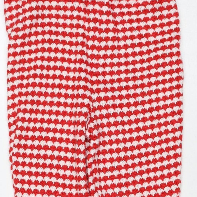 Zara Women Red White Striped Knit Flared Trousers Size M