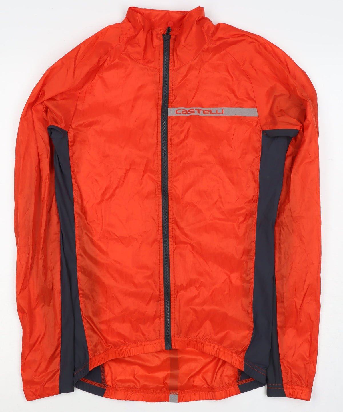 Castelli Men’s Orange S Windbreaker Cycling Lightweight Reflective Jacket