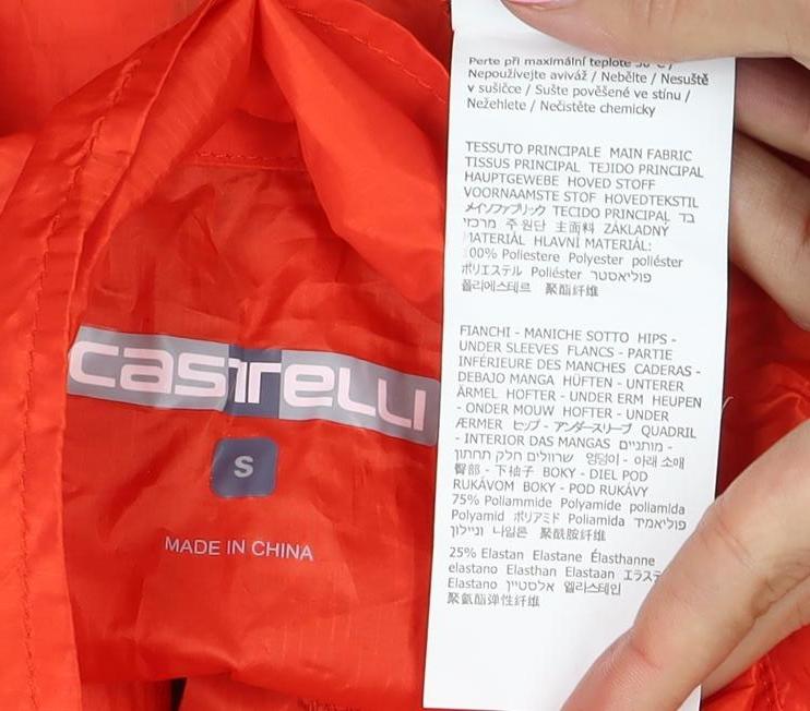 Castelli Men’s Orange S Windbreaker Cycling Lightweight Reflective Jacket
