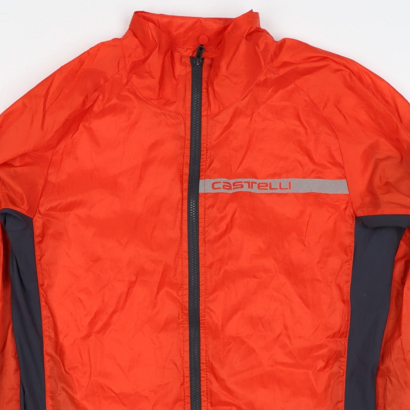 Castelli Men’s Orange S Windbreaker Cycling Lightweight Reflective Jacket
