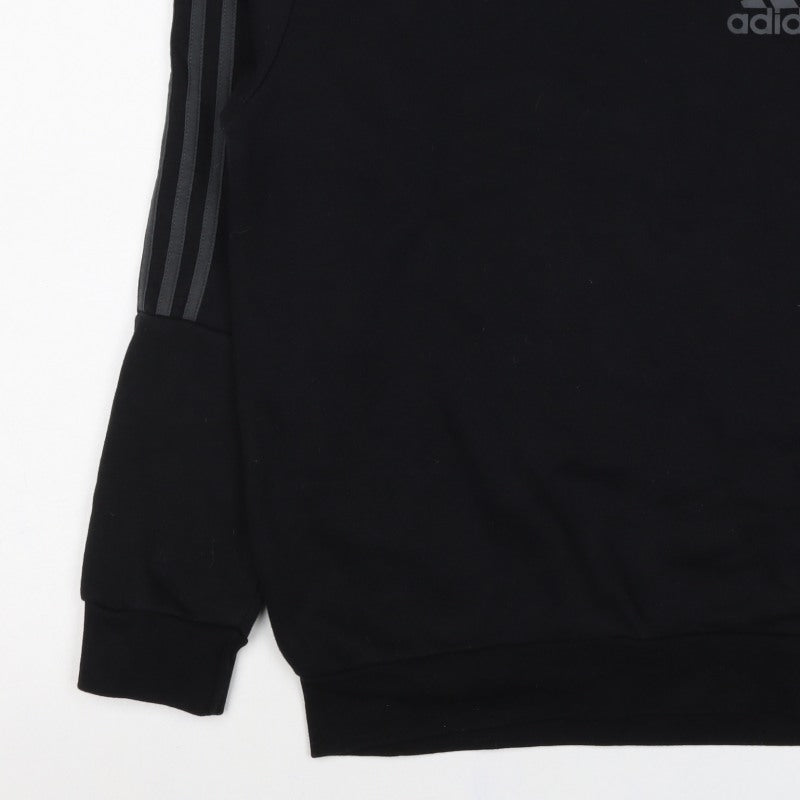 Adidas Men’s Black M Crew Neck Pullover Sweatshirt Reflective 3 Stripe