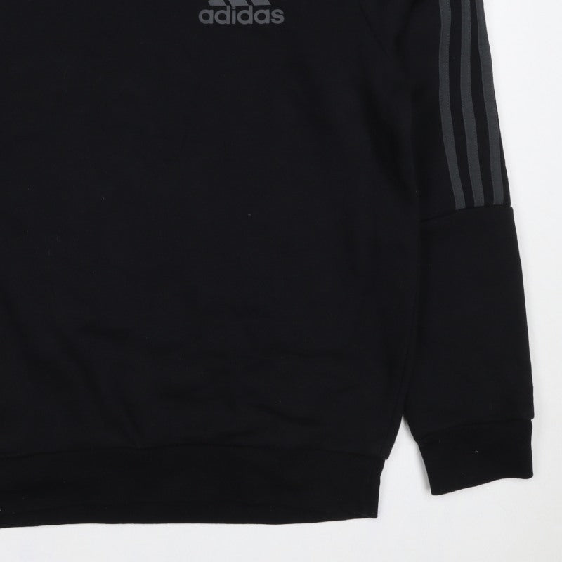 Adidas Men’s Black M Crew Neck Pullover Sweatshirt Reflective 3 Stripe
