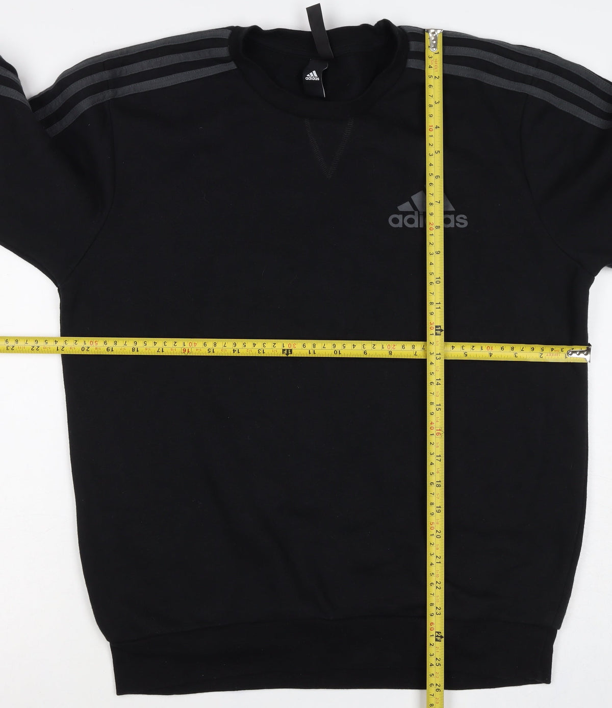 Adidas Men’s Black M Crew Neck Pullover Sweatshirt Reflective 3 Stripe