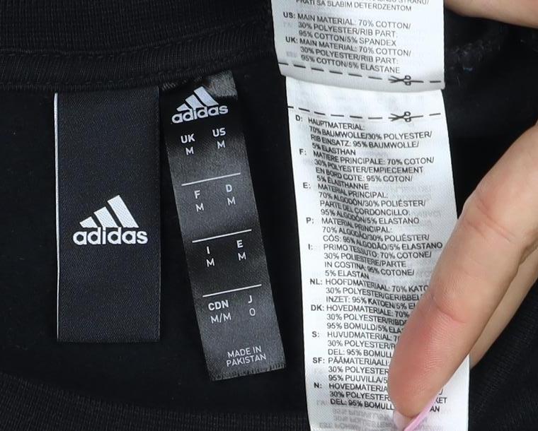 Adidas Men’s Black M Crew Neck Pullover Sweatshirt Reflective 3 Stripe