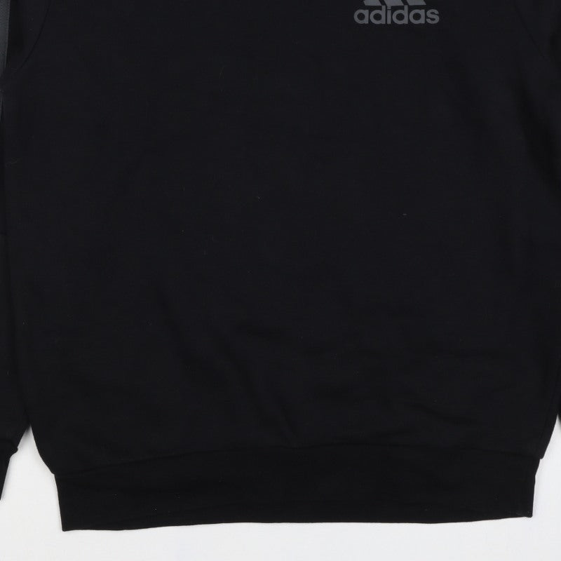 Adidas Men’s Black M Crew Neck Pullover Sweatshirt Reflective 3 Stripe