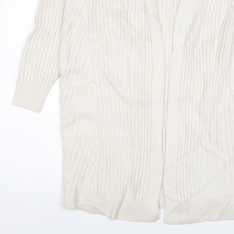 Marks & Spencer Women Ivory XL Open Rib Knit Longline Cardigan