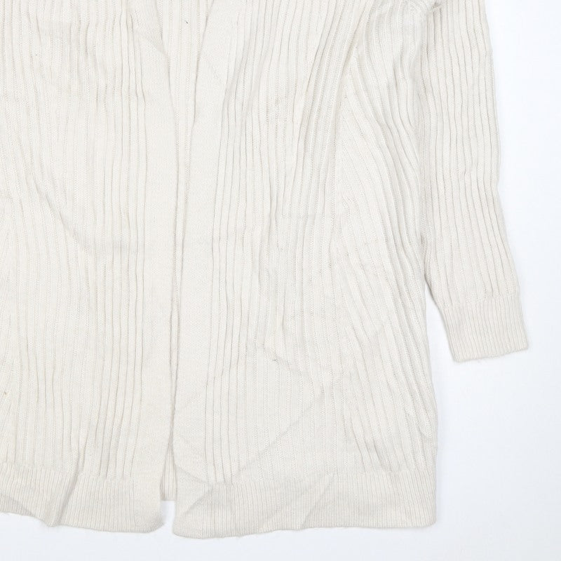 Marks & Spencer Women Ivory XL Open Rib Knit Longline Cardigan