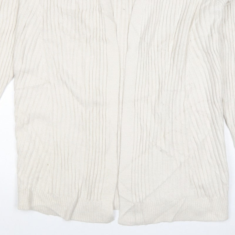 Marks & Spencer Women Ivory XL Open Rib Knit Longline Cardigan
