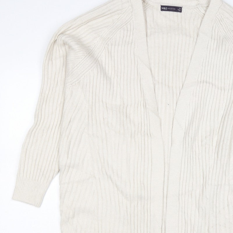 Marks & Spencer Women Ivory XL Open Rib Knit Longline Cardigan