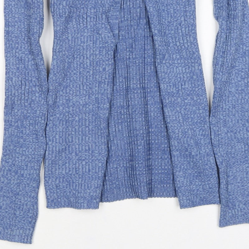 PrettyLittleThing Women Blue S Rib Knit Collared Button Cardigan