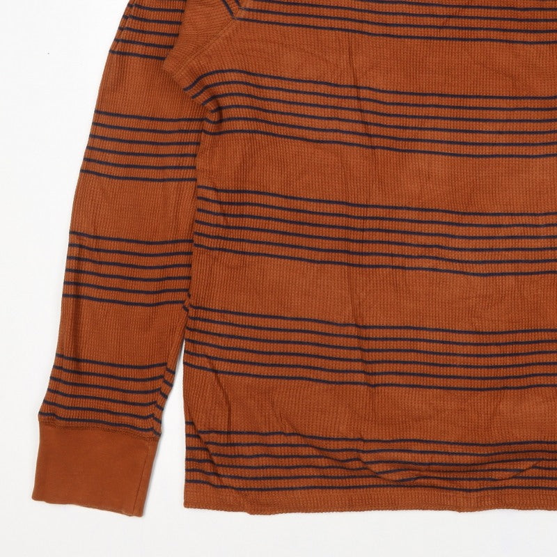 Gap Unisex Brown Navy Striped Cotton Knit Crew Neck Jumper XL