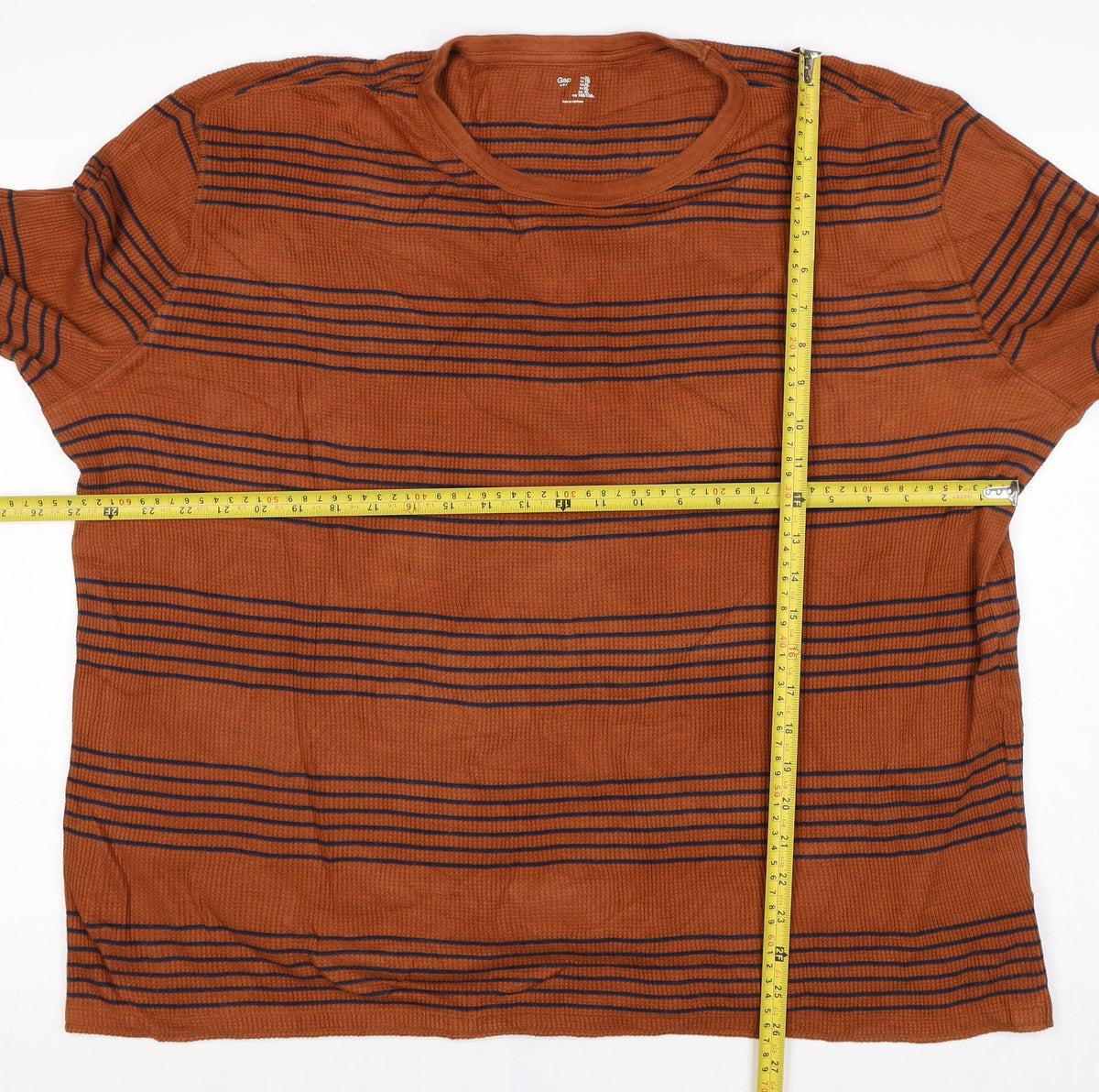 Gap Unisex Brown Navy Striped Cotton Knit Crew Neck Jumper XL